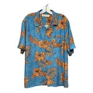 Island Republic Tropical Shirt Blue Short Sleeve Button Up Vacation Resort Wear